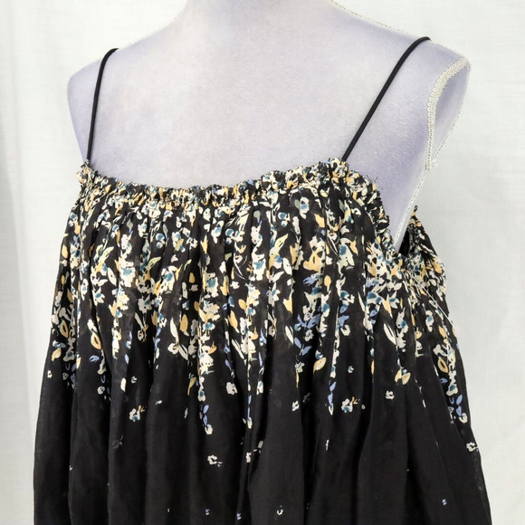 Intimately Free People Top Womens Small Black Floral Babydoll Blouse All Cotton - Picture 11 of 13